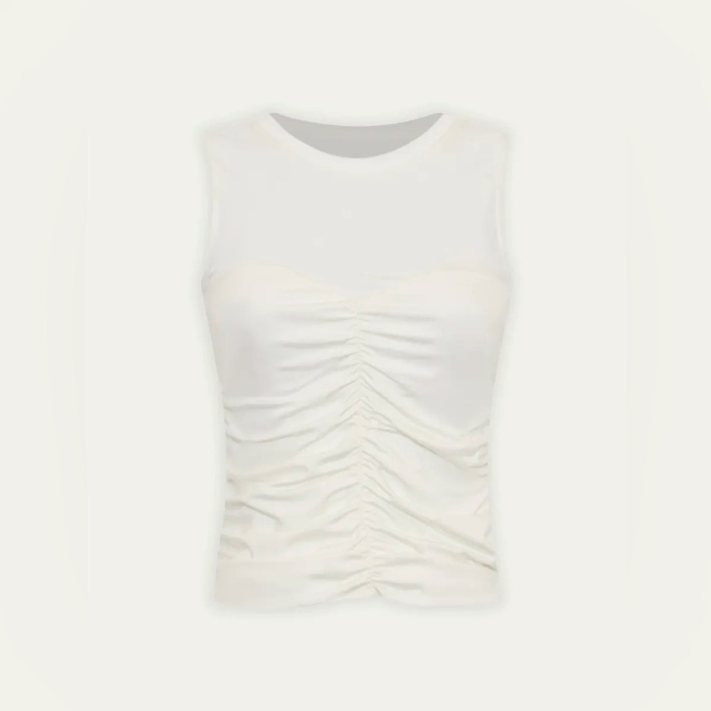 Jonathan Simkhai White Ruched Sleeveless Tank